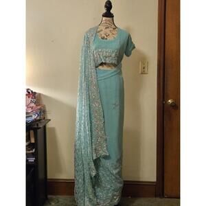 Turquoise Blue Saree